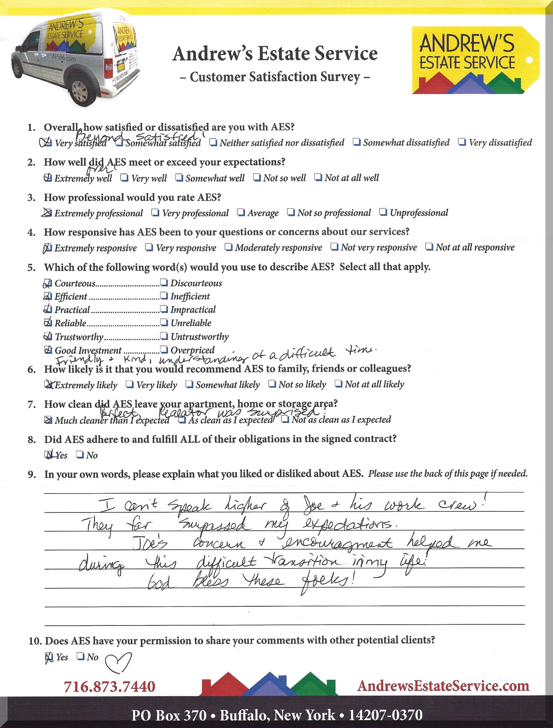 Kirsten Smith Customer Satisfaction Survey